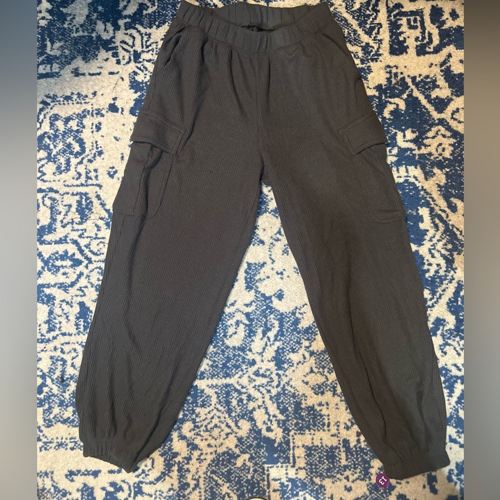 Aerie Dark Gray Waffle Knit Pants - Picture 2 of 5